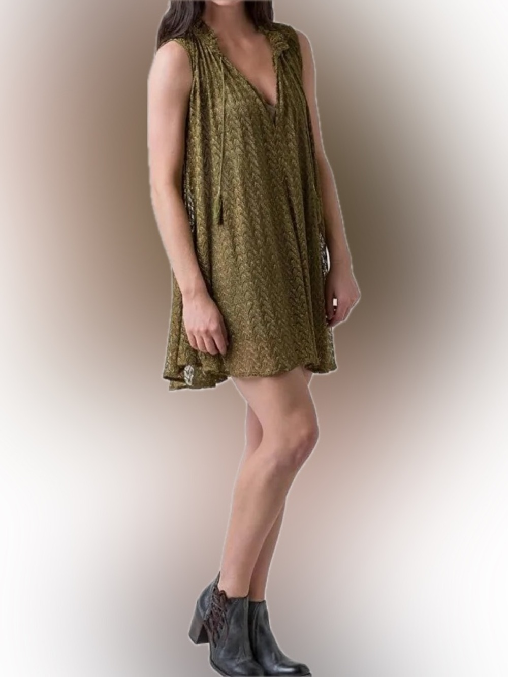 Miss Me Olive Green Textured Mini Dress